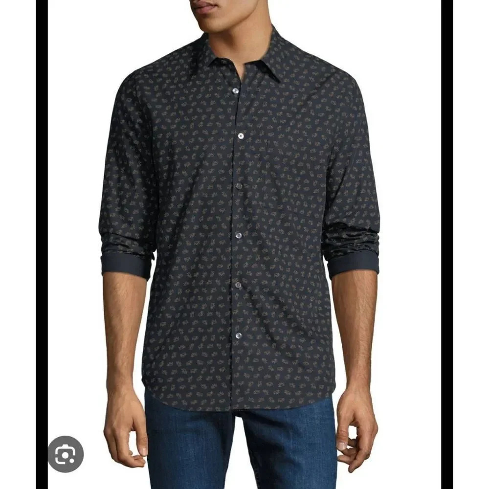 THEORY IRVING  CROWN PRINT LONG SLEEVE MENS SHIRT SZ Small